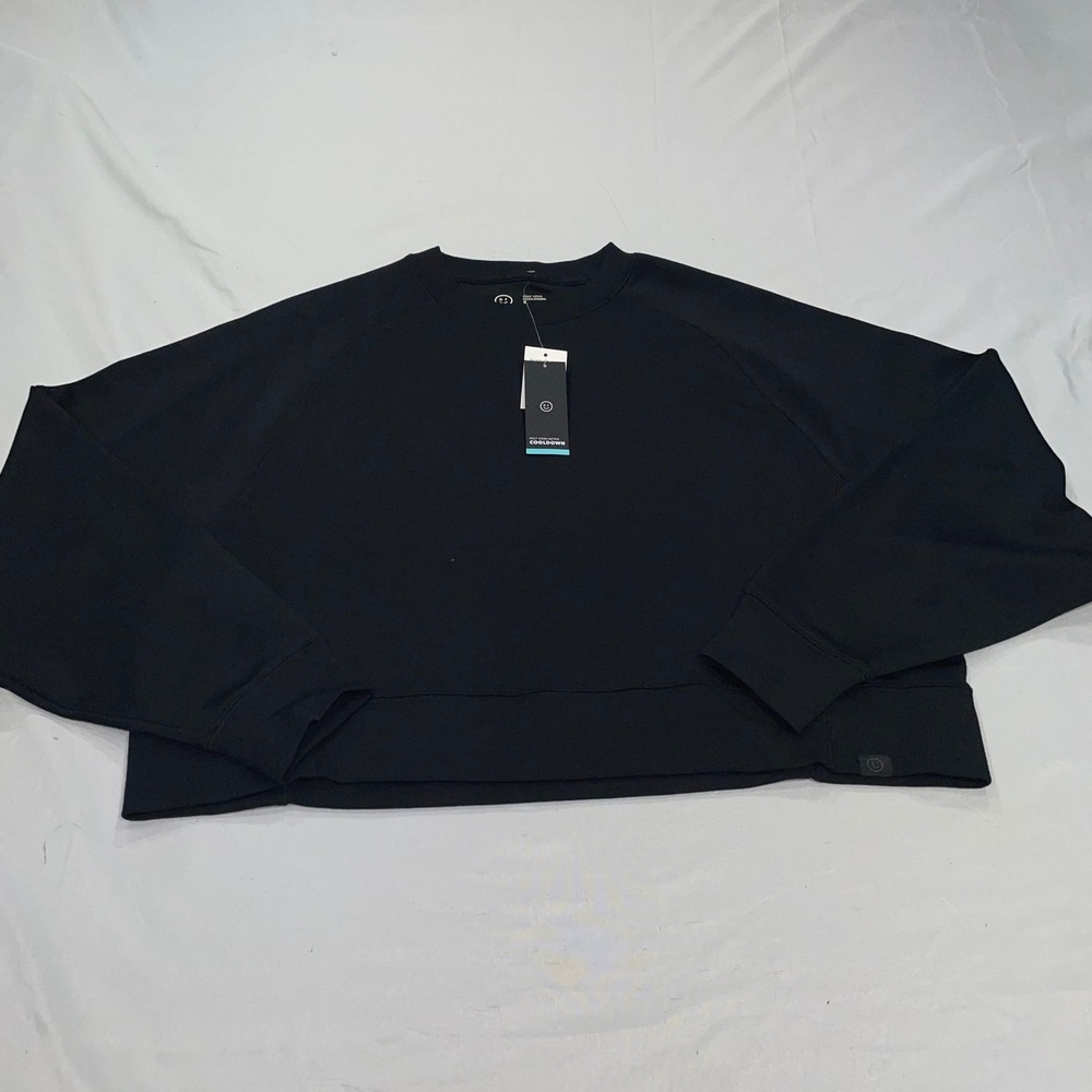 Gilly Hicks Cooldown Cropped Sweatshirt Black Modal Blend Active Top Small NWT